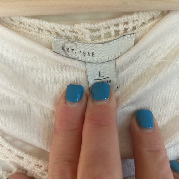 Coastal Cowgirl Boho Western Festival Cream Crochet Dress  NWOT EST 1946 Sz L - Picture 7 of 12